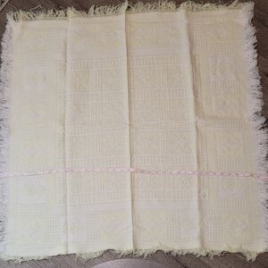 Vintage Baby Blanket With Fringe Yellow